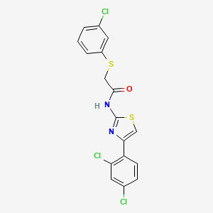 molecular formula C17H11Cl3N2OS2 B2823584 2-[(3-chlorophenyl)sulfanyl]-N-[4-(2,4-dichlorophenyl)-1,3-thiazol-2-yl]acetamide CAS No. 338957-91-8
