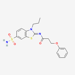 3-phenoxy-N-(3-propyl-6-sulfamoyl-1,3-benzothiazol-2-ylidene)propanamide