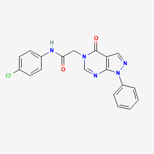 molecular formula C19H14ClN5O2 B2823588 N-(4-chlorophenyl)-2-(4-oxo-1-phenylpyrazolo[3,4-d]pyrimidin-5-yl)acetamide CAS No. 656831-78-6