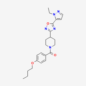 molecular formula C23H29N5O3 B2823589 (4-butoxyphenyl)(4-(5-(1-ethyl-1H-pyrazol-5-yl)-1,2,4-oxadiazol-3-yl)piperidin-1-yl)methanone CAS No. 2034345-48-5
