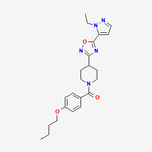 molecular formula C23H29N5O3 B2823589 1-(4-butoxybenzoyl)-4-[5-(1-ethyl-1H-pyrazol-5-yl)-1,2,4-oxadiazol-3-yl]piperidine CAS No. 2034345-48-5