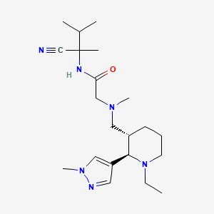 molecular formula C21H36N6O B2823592 N-(2-Cyano-3-methylbutan-2-yl)-2-[[(2R,3S)-1-ethyl-2-(1-methylpyrazol-4-yl)piperidin-3-yl]methyl-methylamino]acetamide CAS No. 2223672-18-0