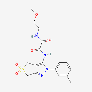 molecular formula C17H20N4O5S B2823596 N1-(5,5-dioxido-2-(m-tolyl)-4,6-dihydro-2H-thieno[3,4-c]pyrazol-3-yl)-N2-(2-methoxyethyl)oxalamide CAS No. 899751-07-6