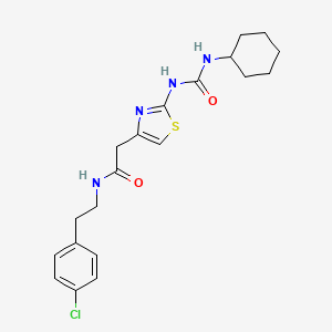molecular formula C20H25ClN4O2S B2823605 N-(4-chlorophenethyl)-2-(2-(3-cyclohexylureido)thiazol-4-yl)acetamide CAS No. 921569-06-4