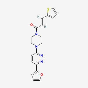 molecular formula C19H18N4O2S B2823609 (E)-1-(4-(6-(furan-2-yl)pyridazin-3-yl)piperazin-1-yl)-3-(thiophen-2-yl)prop-2-en-1-one CAS No. 1207061-59-3