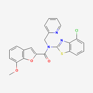 molecular formula C23H16ClN3O3S B2823611 N-(4-chlorobenzo[d]thiazol-2-yl)-7-methoxy-N-(pyridin-2-ylmethyl)benzofuran-2-carboxamide CAS No. 921826-13-3