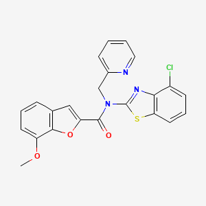 molecular formula C23H16ClN3O3S B2823611 N-(4-氯苯并[d]噻嗪-2-基)-7-甲氧基-N-(吡啶-2-基甲基)苯并呋喃-2-基-甲酰胺 CAS No. 921826-13-3