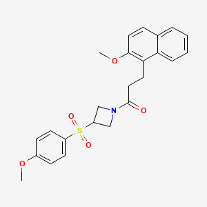 molecular formula C24H25NO5S B2823616 3-(2-Methoxynaphthalen-1-yl)-1-(3-((4-methoxyphenyl)sulfonyl)azetidin-1-yl)propan-1-one CAS No. 1797085-88-1