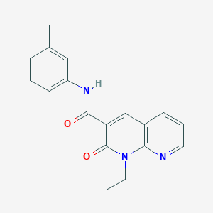 molecular formula C18H17N3O2 B2823619 1-ethyl-2-oxo-N-(m-tolyl)-1,2-dihydro-1,8-naphthyridine-3-carboxamide CAS No. 941974-09-0