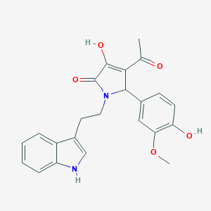 molecular formula C23H22N2O5 B282362 4-acetyl-3-hydroxy-5-(4-hydroxy-3-methoxyphenyl)-1-[2-(1H-indol-3-yl)ethyl]-1,5-dihydro-2H-pyrrol-2-one 