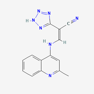 molecular formula C14H11N7 B2823620 2-(2H-2,3,4,5-四氮唑基)-3-((2-甲基(4-喹啉基))氨基)丙-2-烯基腈 CAS No. 1025599-48-7