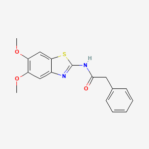 molecular formula C17H16N2O3S B2823622 N'-(5,6-二甲氧基苯并[d]噻嗪-2-基)-2-苯乙酰胺 CAS No. 895442-96-3