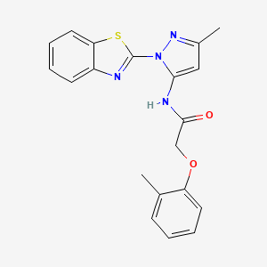 molecular formula C20H18N4O2S B2823633 N-(1-(benzo[d]thiazol-2-yl)-3-methyl-1H-pyrazol-5-yl)-2-(o-tolyloxy)acetamide CAS No. 1172434-00-2