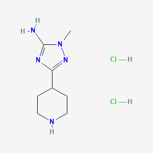molecular formula C8H17Cl2N5 B2823639 2-methyl-5-(piperidin-4-yl)-2,3-dihydro-1H-1,2,4-triazol-3-imine dihydrochloride CAS No. 1795292-03-3
