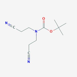 molecular formula C11H17N3O2 B2823641 叔丁基双(2-氰乙基)氨基甲酸酯 CAS No. 1155879-28-9