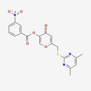 molecular formula C19H15N3O6S B2823653 [6-[(4,6-Dimethylpyrimidin-2-yl)sulfanylmethyl]-4-oxopyran-3-yl] 3-nitrobenzoate CAS No. 877636-41-4