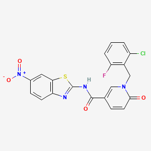 molecular formula C20H12ClFN4O4S B2823656 1-(2-chloro-6-fluorobenzyl)-N-(6-nitrobenzo[d]thiazol-2-yl)-6-oxo-1,6-dihydropyridine-3-carboxamide CAS No. 899741-19-6
