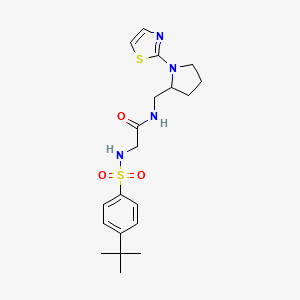 molecular formula C20H28N4O3S2 B2823659 2-(4-(叔丁基)苯基磺酰胺基)-N-((1-(噻唑-2-基)吡咯烷-2-基)甲基)乙酰胺 CAS No. 1795416-76-0