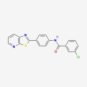 molecular formula C19H12ClN3OS B2823663 3-chloro-N-(4-(thiazolo[5,4-b]pyridin-2-yl)phenyl)benzamide CAS No. 863589-11-1