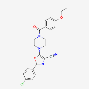 molecular formula C23H21ClN4O3 B2823664 2-(4-Chlorophenyl)-5-(4-(4-ethoxybenzoyl)piperazin-1-yl)oxazole-4-carbonitrile CAS No. 946277-72-1