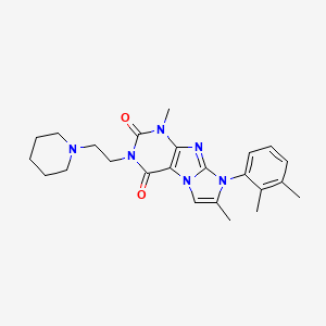 molecular formula C24H30N6O2 B2823665 8-(2,3-dimethylphenyl)-1,7-dimethyl-3-[2-(piperidin-1-yl)ethyl]-1H,2H,3H,4H,8H-imidazo[1,2-g]purine-2,4-dione CAS No. 878726-89-7