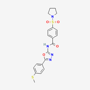 molecular formula C20H20N4O4S2 B2823669 N-(5-(4-(methylthio)phenyl)-1,3,4-oxadiazol-2-yl)-4-(pyrrolidin-1-ylsulfonyl)benzamide CAS No. 886917-10-8
