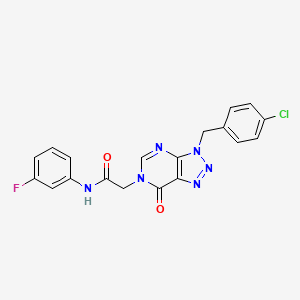 molecular formula C19H14ClFN6O2 B2823670 2-[3-(4-chlorobenzyl)-7-oxo-3,7-dihydro-6H-[1,2,3]triazolo[4,5-d]pyrimidin-6-yl]-N-(3-fluorophenyl)acetamide CAS No. 847383-74-8