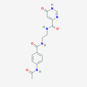 molecular formula C16H17N5O4 B2823673 N-(2-(4-acetamidobenzamido)ethyl)-6-hydroxypyrimidine-4-carboxamide CAS No. 2034578-28-2