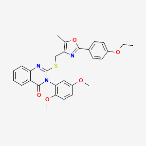 molecular formula C29H27N3O5S B2823676 3-(2,5-dimethoxyphenyl)-2-(((2-(4-ethoxyphenyl)-5-methyloxazol-4-yl)methyl)thio)quinazolin-4(3H)-one CAS No. 1114827-96-1