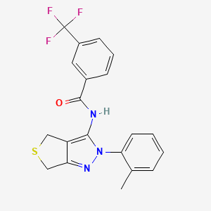 molecular formula C20H16F3N3OS B2823684 N-[2-(2-methylphenyl)-4,6-dihydrothieno[3,4-c]pyrazol-3-yl]-3-(trifluoromethyl)benzamide CAS No. 396721-14-5
