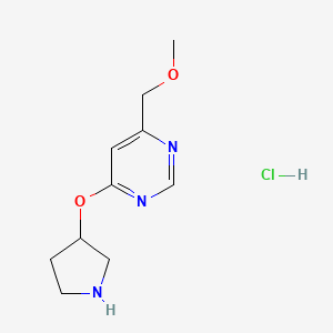 molecular formula C10H16ClN3O2 B2823686 4-(Methoxymethyl)-6-(pyrrolidin-3-yloxy)pyrimidine hydrochloride CAS No. 1713163-34-8