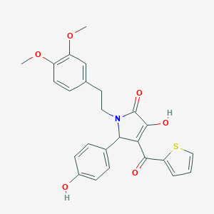 molecular formula C25H23NO6S B282369 1-[2-(3,4-dimethoxyphenyl)ethyl]-3-hydroxy-5-(4-hydroxyphenyl)-4-(2-thienylcarbonyl)-1,5-dihydro-2H-pyrrol-2-one 
