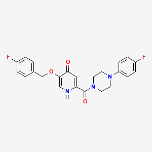 molecular formula C23H21F2N3O3 B2823695 5-((4-fluorobenzyl)oxy)-2-(4-(4-fluorophenyl)piperazine-1-carbonyl)pyridin-4(1H)-one CAS No. 1021213-19-3