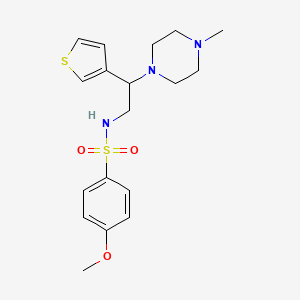 molecular formula C18H25N3O3S2 B2823696 4-methoxy-N-(2-(4-methylpiperazin-1-yl)-2-(thiophen-3-yl)ethyl)benzenesulfonamide CAS No. 946304-36-5