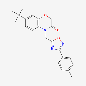 molecular formula C22H23N3O3 B2823699 7-(tert-butyl)-4-((3-(p-tolyl)-1,2,4-oxadiazol-5-yl)methyl)-2H-benzo[b][1,4]oxazin-3(4H)-one CAS No. 1206986-13-1