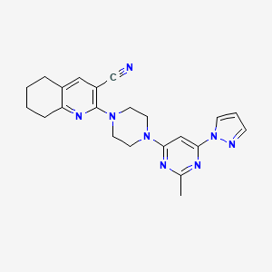 molecular formula C22H24N8 B2823700 2-[4-(2-Methyl-6-pyrazol-1-ylpyrimidin-4-yl)piperazin-1-yl]-5,6,7,8-tetrahydroquinoline-3-carbonitrile CAS No. 2415511-74-7