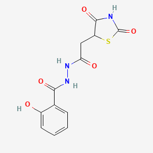 molecular formula C12H11N3O5S B2823701 N'-[2-(2,4-dioxo-1,3-thiazolidin-5-yl)acetyl]-2-hydroxybenzohydrazide CAS No. 314260-06-5
