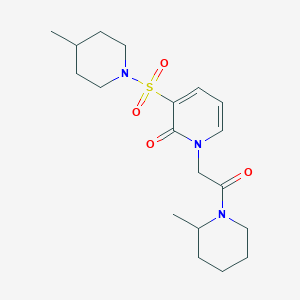 molecular formula C19H29N3O4S B2823703 1-(2-(2-methylpiperidin-1-yl)-2-oxoethyl)-3-((4-methylpiperidin-1-yl)sulfonyl)pyridin-2(1H)-one CAS No. 1251704-47-8