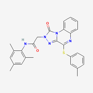 molecular formula C27H25N5O2S B2823706 N-mesityl-2-(1-oxo-4-(m-tolylthio)-[1,2,4]triazolo[4,3-a]quinoxalin-2(1H)-yl)acetamide CAS No. 1111260-82-2