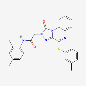 molecular formula C27H25N5O2S B2823706 2-{4-[(3-methylphenyl)sulfanyl]-1-oxo-1H,2H-[1,2,4]triazolo[4,3-a]quinoxalin-2-yl}-N-(2,4,6-trimethylphenyl)acetamide CAS No. 1111260-82-2