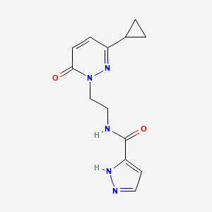 molecular formula C13H15N5O2 B2823709 N-(2-(3-cyclopropyl-6-oxopyridazin-1(6H)-yl)ethyl)-1H-pyrazole-3-carboxamide CAS No. 2097926-97-9