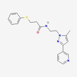 molecular formula C20H22N4OS B2823713 N-(2-(5-methyl-3-(pyridin-3-yl)-1H-pyrazol-1-yl)ethyl)-3-(phenylthio)propanamide CAS No. 2034374-77-9