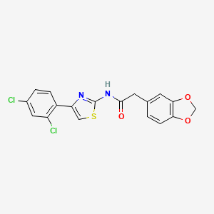 2-(2H-1,3-benzodioxol-5-yl)-N-[4-(2,4-dichlorophenyl)-1,3-thiazol-2-yl]acetamide