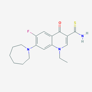 molecular formula C18H22FN3OS B2823725 7-(Azepan-1-yl)-1-ethyl-6-fluoro-4-oxoquinoline-3-carbothioamide CAS No. 1557916-00-3