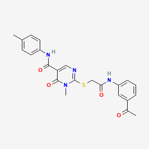 molecular formula C23H22N4O4S B2823728 2-((2-((3-乙酰苯基)氨基)-2-氧代乙基硫)-1-甲基-6-氧代-N-(对甲苯基)-1,6-二氢嘧啶-5-甲酰胺 CAS No. 894041-62-4