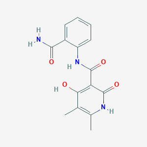 molecular formula C15H15N3O4 B2823733 N-(2-carbamoylphenyl)-2,4-dihydroxy-5,6-dimethylnicotinamide CAS No. 1795483-85-0