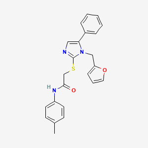 molecular formula C23H21N3O2S B2823735 2-((1-(呋喃-2-基甲基)-5-苯基-1H-咪唑-2-基)硫)-N-(对甲苯基)乙酰胺 CAS No. 1207021-45-1