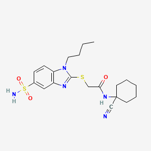 molecular formula C20H27N5O3S2 B2823739 2-(1-丁基-5-磺酰胺基苯并咪唑-2-基)硫-N-(1-氰基环己基)乙酰胺 CAS No. 851204-19-8
