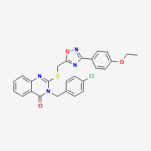 molecular formula C26H21ClN4O3S B2823743 3-(4-chlorobenzyl)-2-(((3-(4-ethoxyphenyl)-1,2,4-oxadiazol-5-yl)methyl)thio)quinazolin-4(3H)-one CAS No. 2034326-61-7