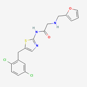 molecular formula C17H15Cl2N3O2S B2823745 N-(5-(2,5-dichlorobenzyl)thiazol-2-yl)-2-((furan-2-ylmethyl)amino)acetamide CAS No. 854004-52-7